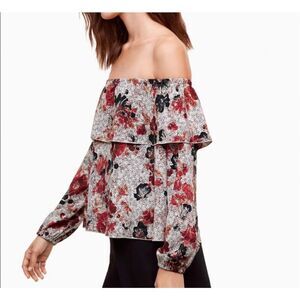 Wilfred Womens Multicolor Floral Morel Long Sleeve Off The Shoulder Blouse XS